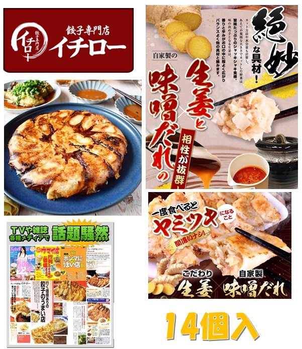 餃子専門店イチロー特製しょうが餃子14個セット（味噌だれ付）