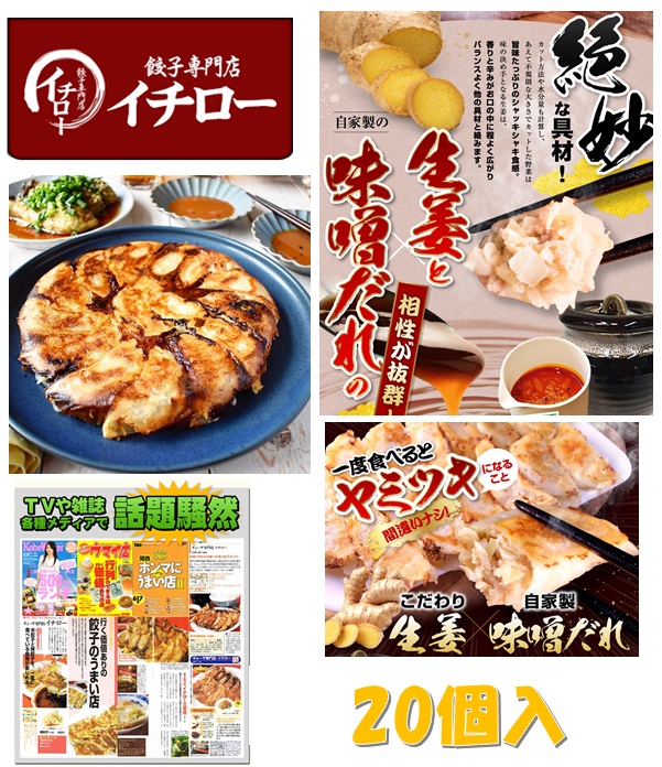 餃子専門店イチロー特製しょうが餃子20個セット（味噌だれ付）