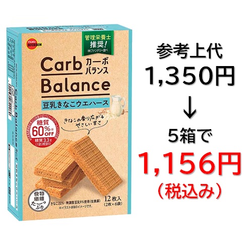 1,156円税込 (5箱セットで発送）カーボバランス  豆乳きなこウエハース